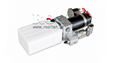 MINI HYDRAULIC POWER-PACK UNIT 12V DC - 0.8KW = 0.5CC - 1.5 LITERS - SINGLE-ACTING ASSEMBLY (PVC) WITH HAND PUMP