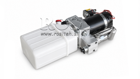UNITÉ HYDRAULIQUE MINI 24V CC - 0.8KW = 0.5CC - 1.5 LITRES - UNITÉ À ACTION UNIQUE (PVC) AVEC POMPE MANUELLE