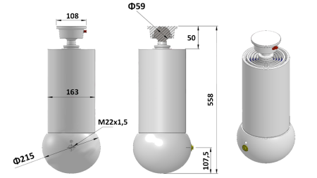 VÉRIN TÉLESCOPIQUE - MEILLER KIPPER - 5 ELEMENTS 163 mm 15 ton - COURSE 1650 mm