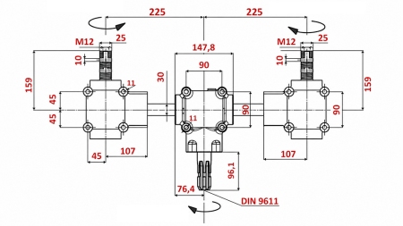 REDUKTORITE KOMPLEKT 1:1,3 (27HP-20kW) SÕNNIKULAEOTURILE L:450 - ALU