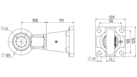 CROCHET ROTATIF DE TRACTION fi42 DANS UN BOÎTIER 8000/1000KG