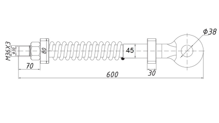 ATTELAGE DE REMORQUAGE À ROTULE AMORTIE AVEC RESSORT FI45 6.500KG