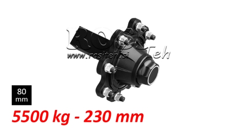 DEMI-ESSIEU SANS FREINS - 5500 kg (8 VIS) - 230 mm