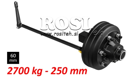 DEMI-ESSIEU AVEC FREINS - 2700 kg (6 VIS) - 250 mm