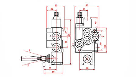DISTRIBUTEUR HYDRAULIQUE MANUEL – 1 SECTION 1xR40 ECO