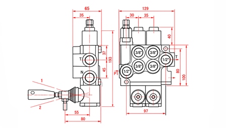 DISTRIBUTEUR HYDRAULIQUE MANUEL – 2 SECTIONS 2xR40 ECO
