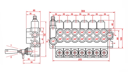 DISTRIBUTEUR HYDRAULIQUE MANUEL – 7 SECTIONS 7xR40 ECO