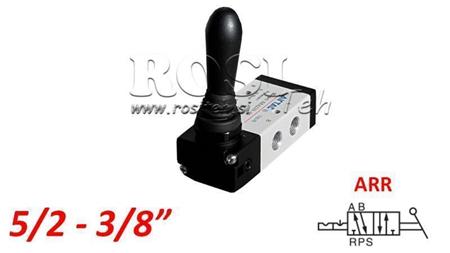 PNEUMATICKÝ MANUÁLNY VENTIL 5/2 3/8 PRT-0852-ARR MANUÁLNY NÁVRAT