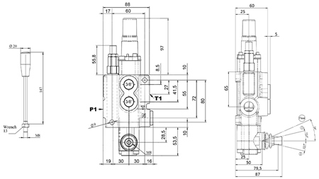 MANUEL DISTRIBUTEUR HYDRAULIQUE MONOBLOC 1xZ50 + POSITION FLOTTANTE
