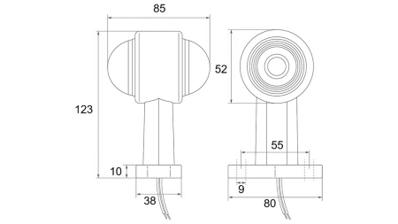 BOČNÉ SVETLO PRE PRÍVESY OKRÚHLE BIELA/ČERVENA