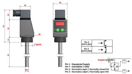 TERMOSTAT S DISPLEJOM XT51V 0-100°C l-50mm