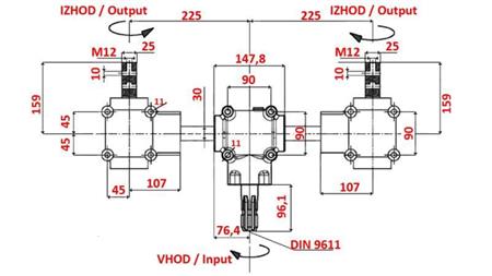 ENSEMBLE DE RÉDUCTEURS 1:1.3 (27HP-20kW) POUR ÉPARPILLEUR L:450 EN FONTE