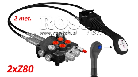 JOYSTICK 1x BOUTON - CÂBLE BOWDEN 2 m + DISTRIBUTEUR HYDRAULIQUE 2xZ80