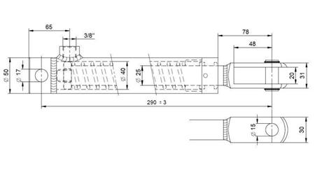 BRZDOVÝ CYLINDER S VNÚTORNOU PRUŽINOU 25/70mm