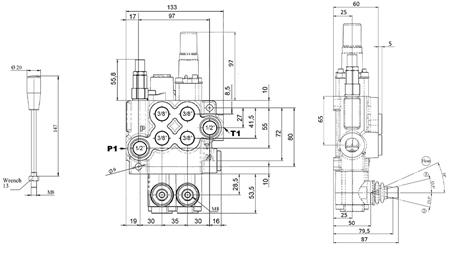 MANUEL DISTRIBUTEUR HYDRAULIQUE MONOBLOC 2xZ50 + POSITION FLOTTANTE