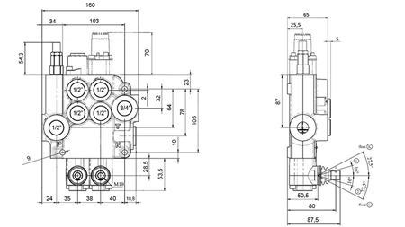 MANUEL DISTRIBUTEUR HYDRAULIQUE MONOBLOC 2xZ80 + POSITION FLOTTANTE