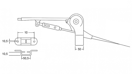 ŤAHANÁ PÁKA RUČNEJ BRZDY PRÍVESU SADA S OCELOVOU DRŽOU 2,3met
