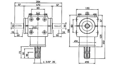 ENGRENAGE D'ANGLE PTO-R20T 1:2 (25HP-18kW)
