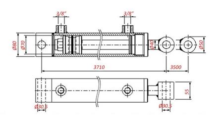 CYLINDRE HYDRAULIQUE POUR REMORQUAGE - TROU 70/40-3500