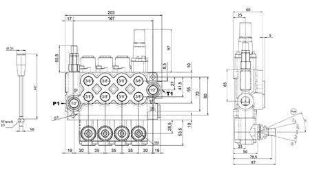MANUEL DISTRIBUTEUR HYDRAULIQUE MONOBLOC 4xZ50 + POSITION FLOTTANTE