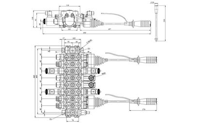 HYDRAULICKÝ VENTIL HIAB 8xPC70 2x JOYSTICK - ELEKTRICKÉ OVLÁDANIE 12V