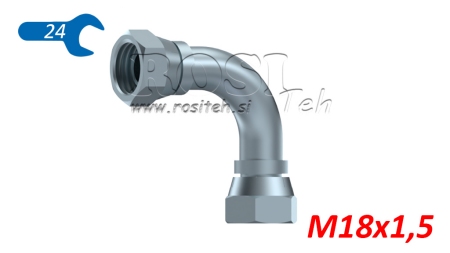 ХИДРАВЛИЧЕН ЛАКЪТ 90° ЖЕНА-ЖЕНА M18X1.5