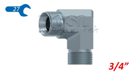 HYDRAULICKÉ KOLENO 90° BSP KRÁTKÉ SAMEC–SAMEC 3/4