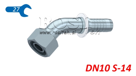 HYDRAULIC FITTING DKOS 14 WITH FEMALE ELBOW 45 DN10-M22X1,5