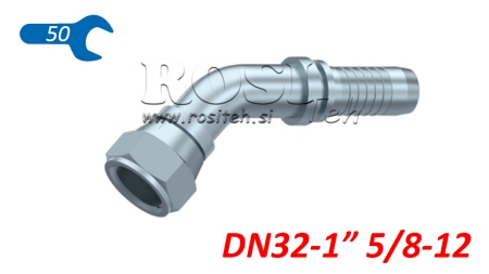 HYDRAULIC FITTING DKJ JIC74° FEMALE ELBOW 45° DN32-1 5/8-12