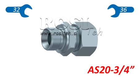 COUDE DOUBLE HYDRAULIQUE AVEC ÉCROU AS20-BSP3/4