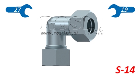 HIDRAVLIČNO KOLENO 90° S-14 Z DVOJNO MATICO M22x1,5