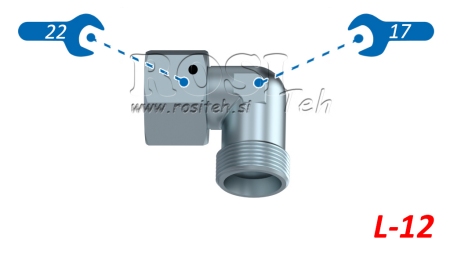 COUDE HYDRAULIQUE 90° L-12 AVEC ÉCROU TOURNANT M18X1,5