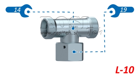 HYDRAULIC TEE L-10 WITH CENTRAL SWIVEL NUT M16X1,5