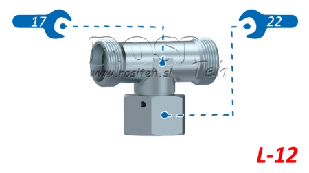 HYDRAULIC TEE L-12 WITH CENTRAL SWIVEL NUT M18X1,5