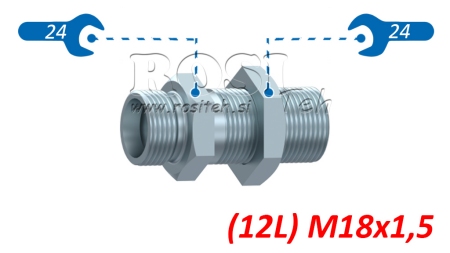 RACCORD DOUBLE TRAVERSÉE DE CLOISON HYDRAULIQUE (12L) M18X1,5