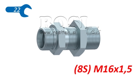 RACCORD DOUBLE TRAVERSÉE DE CLOISON HYDRAULIQUE (8S) M16X1,5