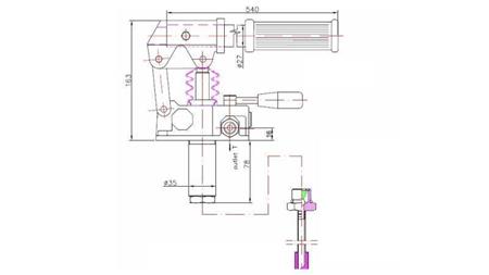 POMPE MANUELLE 25CC -DD- BIDIRECTIONNELLE - dimensions