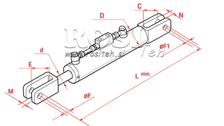 BARRE DE POUSSEE 3EME POINT HYDRAULIQUE - LANDINI 60/30MIN.440 TYPE (1) Φ 24.5/24
