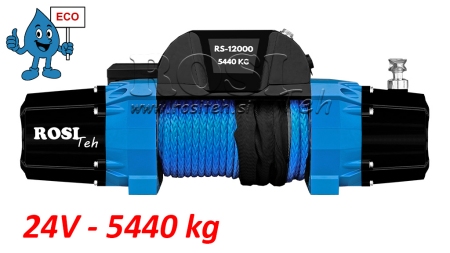 24 V VERRICELLO ELETTRICO RS-12000 - 5440 kg - FUNE SINTETICA - ECO