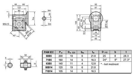 RÉDUCTEUR PMRV-50 POUR MOTEUR ÉLECTRIQUE MS80 (0.55-0.75kW) RAPPORT 10:1