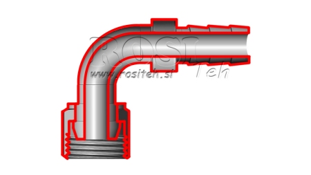 CONNECTEUR FEMELLE HYDRAULIQUE 1 COUDE 90° POUR DURITE EN CAOUTCHOUC Φ 19-20
