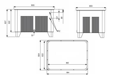 RÉSERVOIR POUR AGRÉGAT HYDRAULIQUE TYPE MPN 250 LIT - dimensions