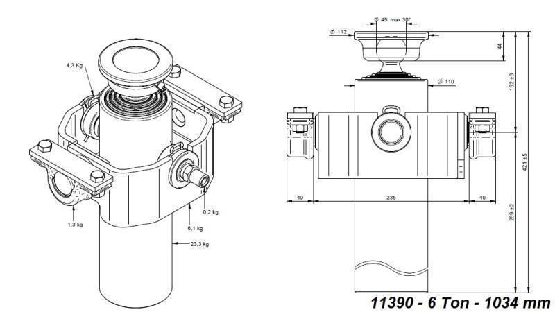 CYLINDRE TÉLESCOPIQUE COMPACT 4 DEGRÉS 1034mm x110 -BILLES