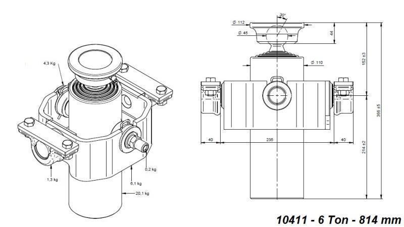 CYLINDRE TÉLESCOPIQUE COMPACT 4 DEGRÉS 814mm x110 -BALLE