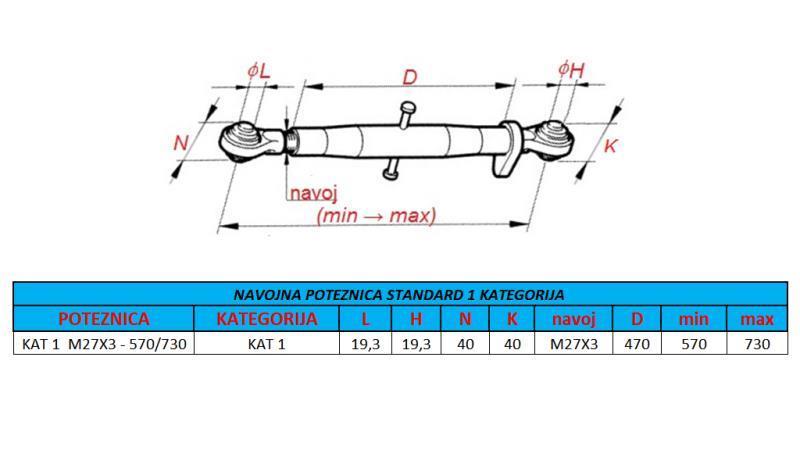 DISPOSITIF DE TRACTION DE FIL DE TRACTEUR CAT 1 M27X3 - 570/730 ECO