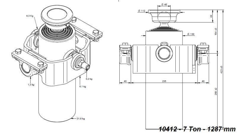 CYLINDRE TÉLESCOPIQUE COMPACT 5 ÉTAPES 1287mm x125 -BALLE