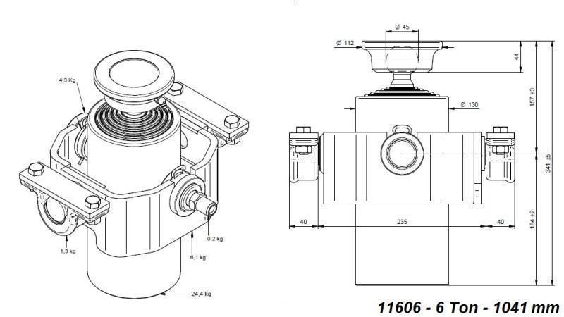 TELESKOPICKÝ CYLINDER KOMPAKT 6 STUPNE 1041mm x125 -GULIČKA