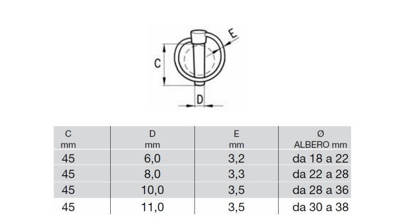 BEZPEČNOSTNÝ OKRÚHLY KLIP 6 mm (10 KS) - rozmery