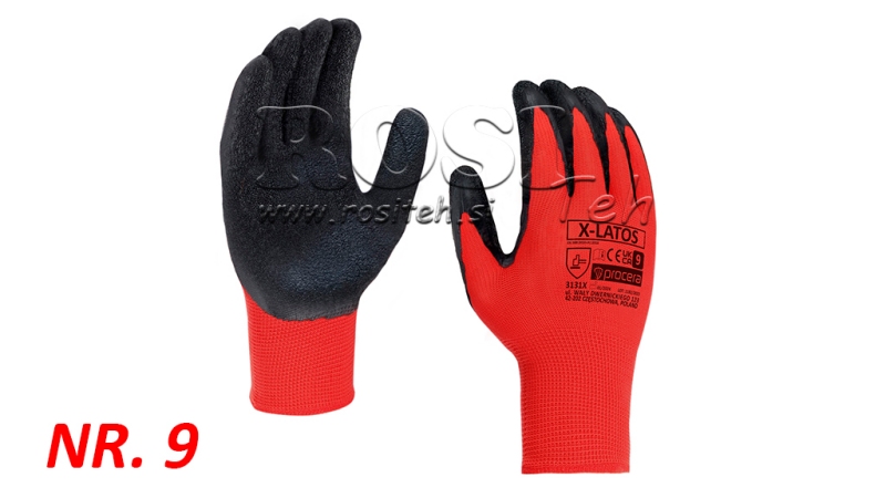 GANTS EN LATEX REVÊTUS - TAILLE 9