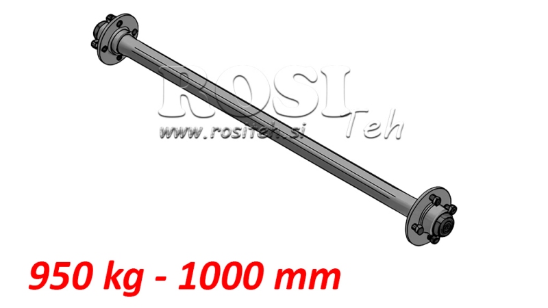 AXLE FOR TRAILER 950KG WITHOUT BRAKE (1000 MM)